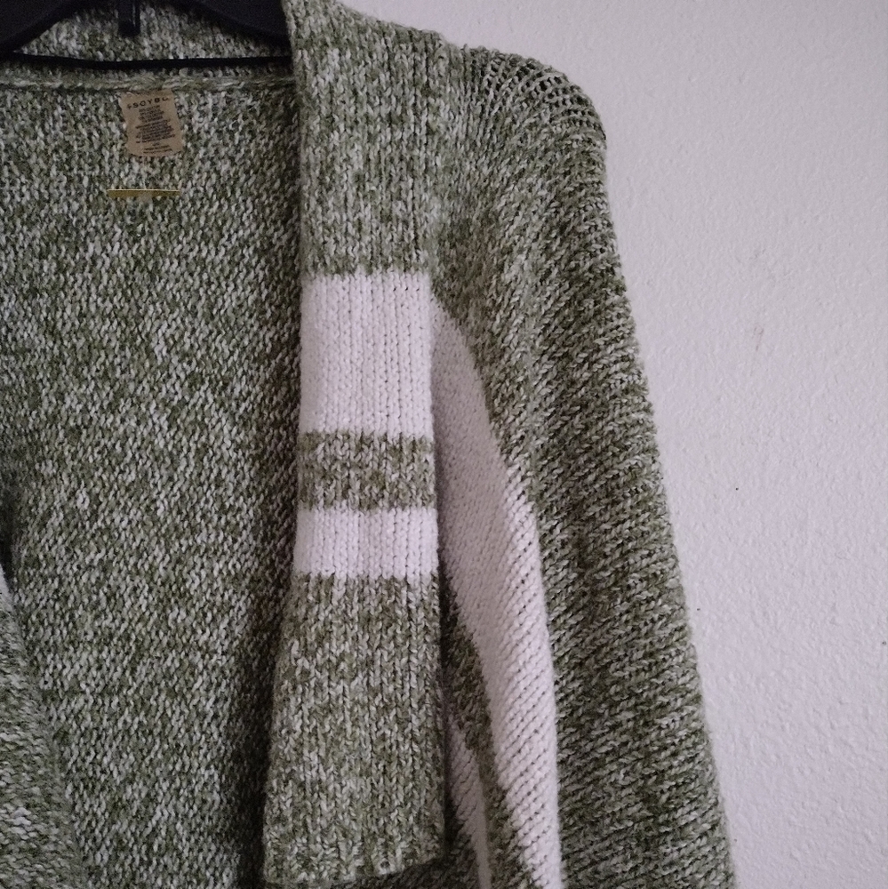 Soybu green and white striped colorblock knit cardigan wrap cotton blend… - Picture 4 of 6